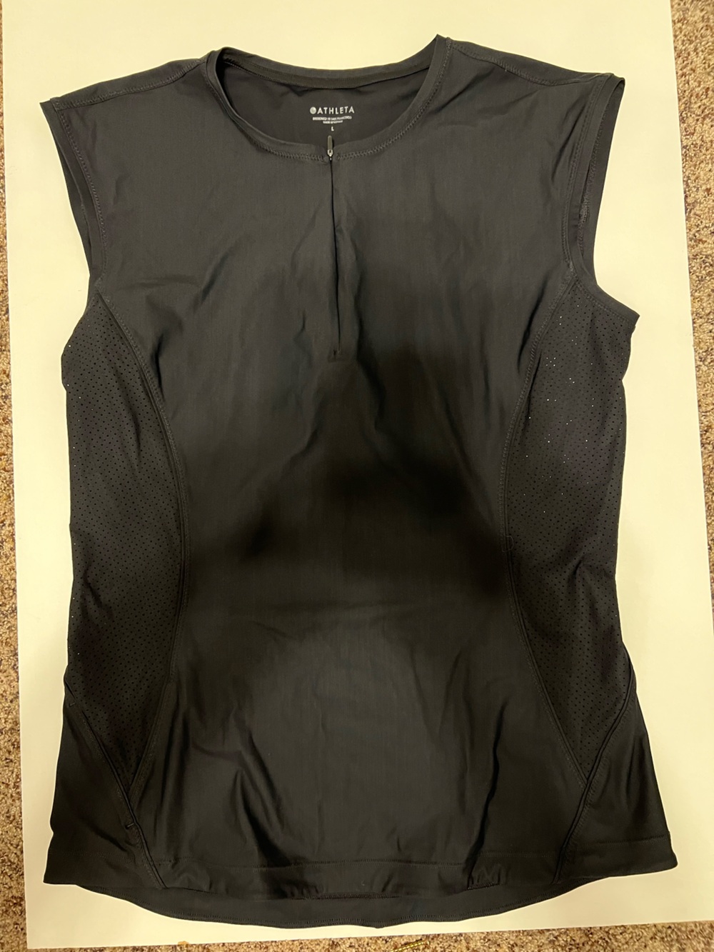 Athleta Black SPF Rash Guard Top with Subtle Logo